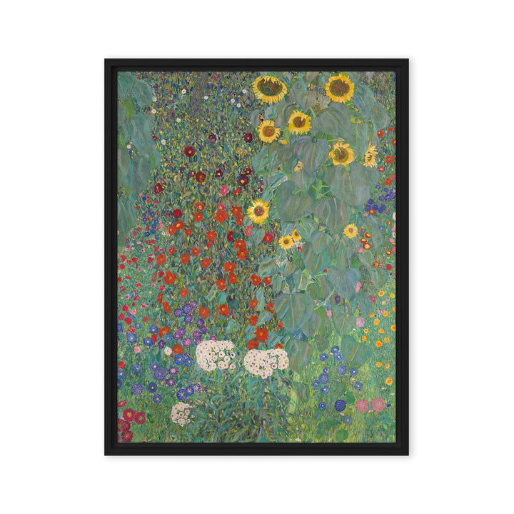 Canvas - Gustav Klimt, Garden with Sunflowers, Garten mit Sonnenblumen ARTLIA Schwarz / 46x61 cm (18″×24″) artlia