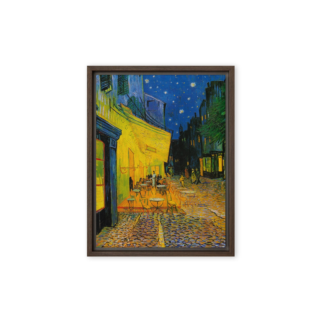 Gerahmte Leinwand - Caféterrasse am Abend Vincent van Gogh Braun / 30x41 cm (12″×16″) artlia