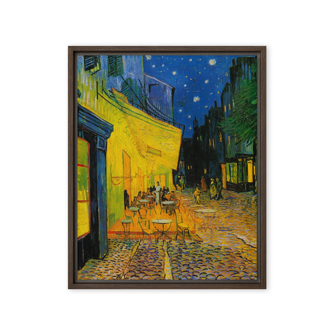 Gerahmte Leinwand - Caféterrasse am Abend Vincent van Gogh Braun / 41x51 cm (16″×20″) artlia