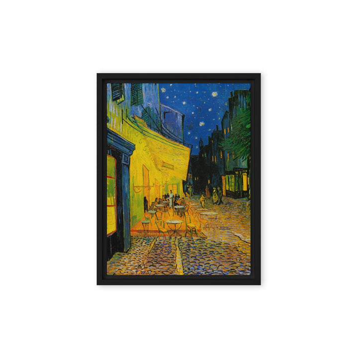 Gerahmte Leinwand - Caféterrasse am Abend Vincent van Gogh Schwarz / 30x41 cm (12″×16″) artlia