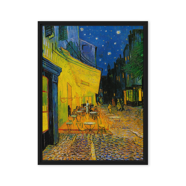 Gerahmte Leinwand - Caféterrasse am Abend Vincent van Gogh Schwarz / 46x61 cm (18″×24″) artlia