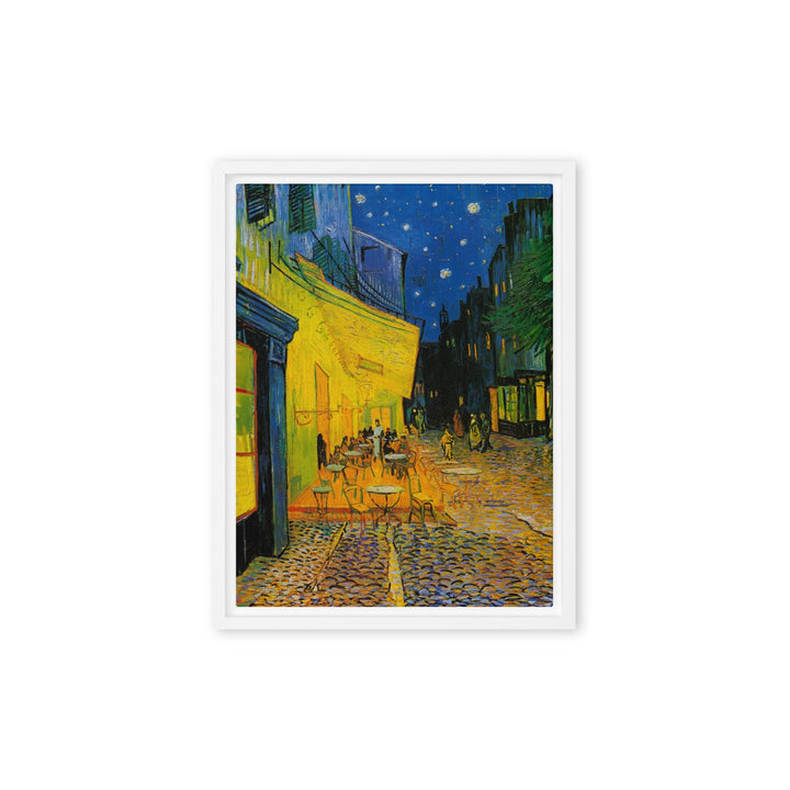 Gerahmte Leinwand - Caféterrasse am Abend Vincent van Gogh Weiß / 30x41 cm (12″×16″) artlia