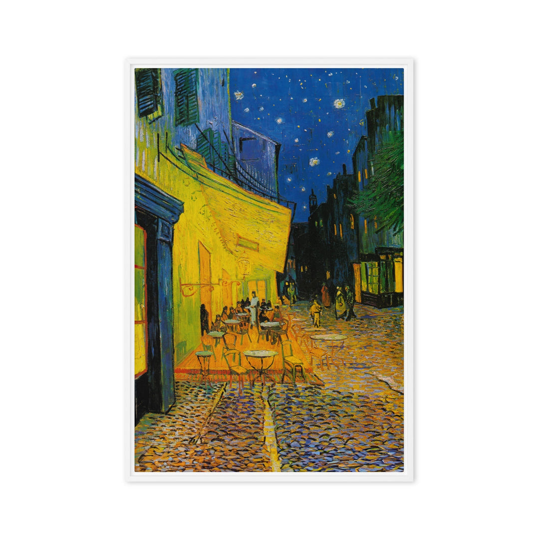 Gerahmte Leinwand - Caféterrasse am Abend Vincent van Gogh Weiß / 61x91 cm (24″×36″) artlia