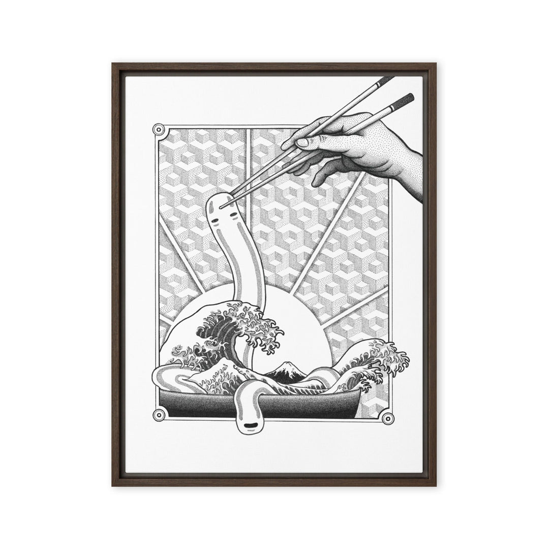 Gerahmte Leinwand - Ghibli Ramen Pavel Illustrations Braun / 46x61 cm (18″×24″) artlia