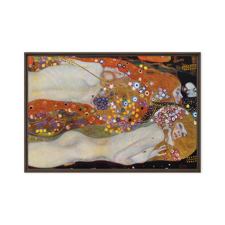 Gerahmte Leinwand - Gustav Klimt, Wasserschlangen II Gustav Klimt Braun / 61x91 cm (24″×36″) artlia