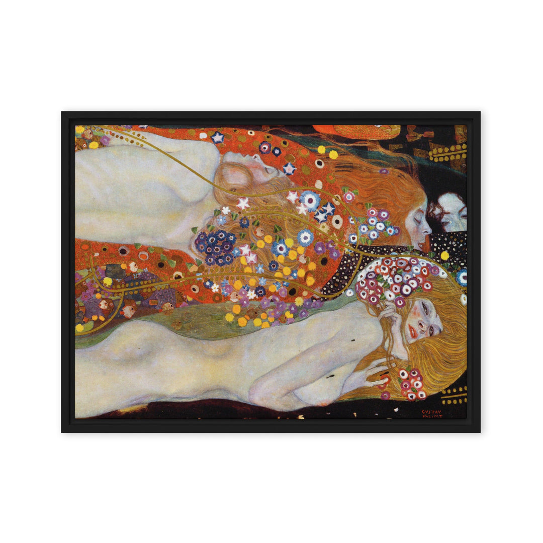 Gerahmte Leinwand - Gustav Klimt, Wasserschlangen II Gustav Klimt Schwarz / 46x61 cm (18″×24″) artlia
