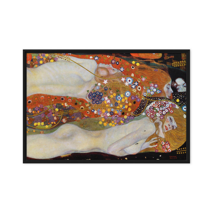 Gerahmte Leinwand - Gustav Klimt, Wasserschlangen II Gustav Klimt Schwarz / 61x91 cm (24″×36″) artlia
