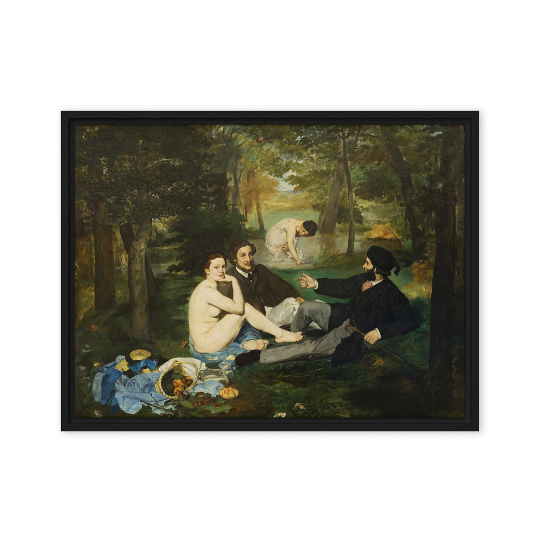 Gerahmte Leinwand - Luncheon on the Grass, Edouard Manet Edouard Manet Schwarz / 46x61 cm (18″×24″) artlia