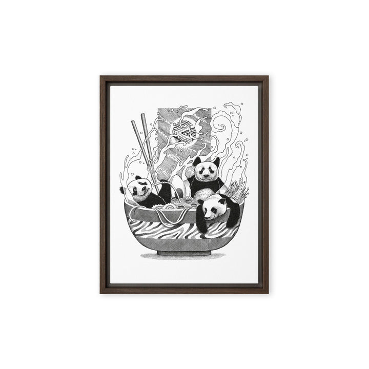 Gerahmte Leinwand - Panda Ramen Pavel Illustrations 30x41 cm (12″×16″) / Braun artlia