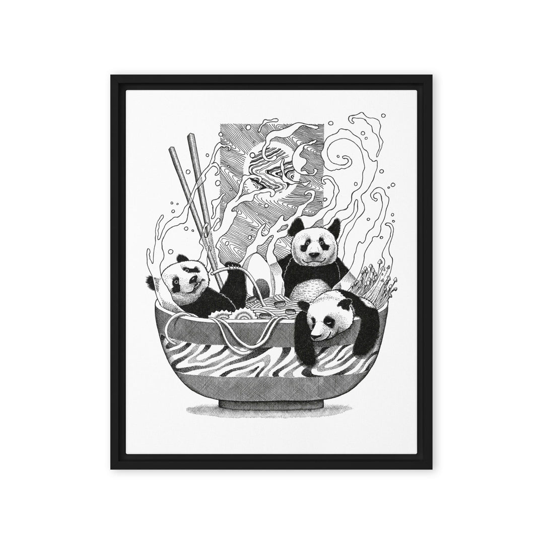 Gerahmte Leinwand - Panda Ramen Pavel Illustrations 41x51 cm (16″×20″) / Schwarz artlia