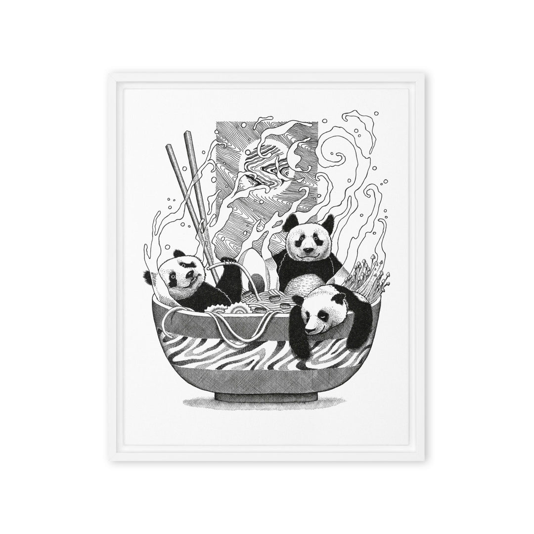 Gerahmte Leinwand - Panda Ramen Pavel Illustrations 41x51 cm (16″×20″) / Weiß artlia