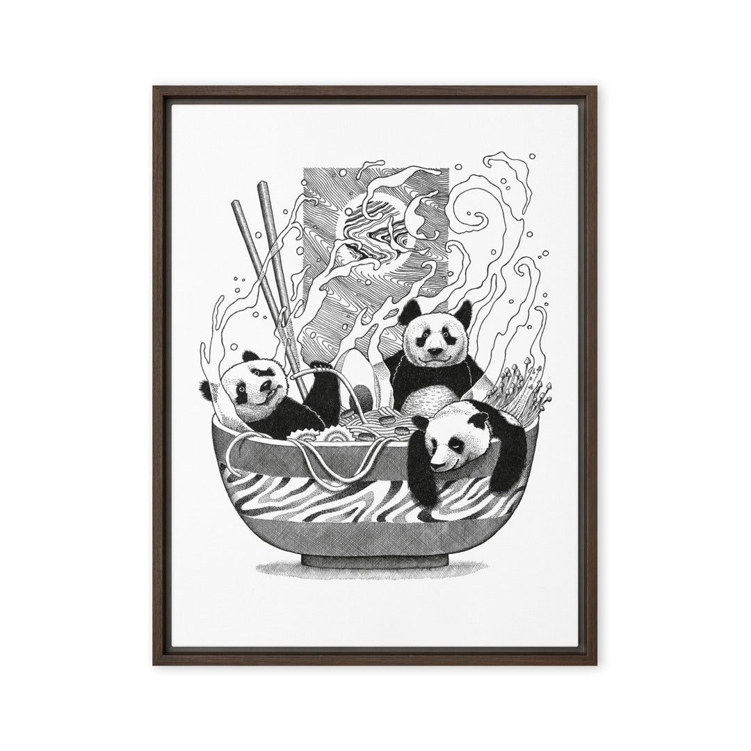 Gerahmte Leinwand - Panda Ramen Pavel Illustrations 46x61 cm (18″×24″) / Braun artlia