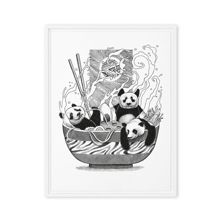 Gerahmte Leinwand - Panda Ramen Pavel Illustrations 46x61 cm (18″×24″) / Weiß artlia