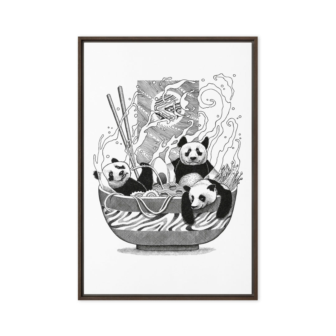 Gerahmte Leinwand - Panda Ramen Pavel Illustrations 61x91 cm (24″×36″) / Braun artlia