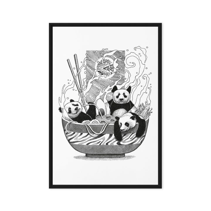 Gerahmte Leinwand - Panda Ramen Pavel Illustrations 61x91 cm (24″×36″) / Schwarz artlia