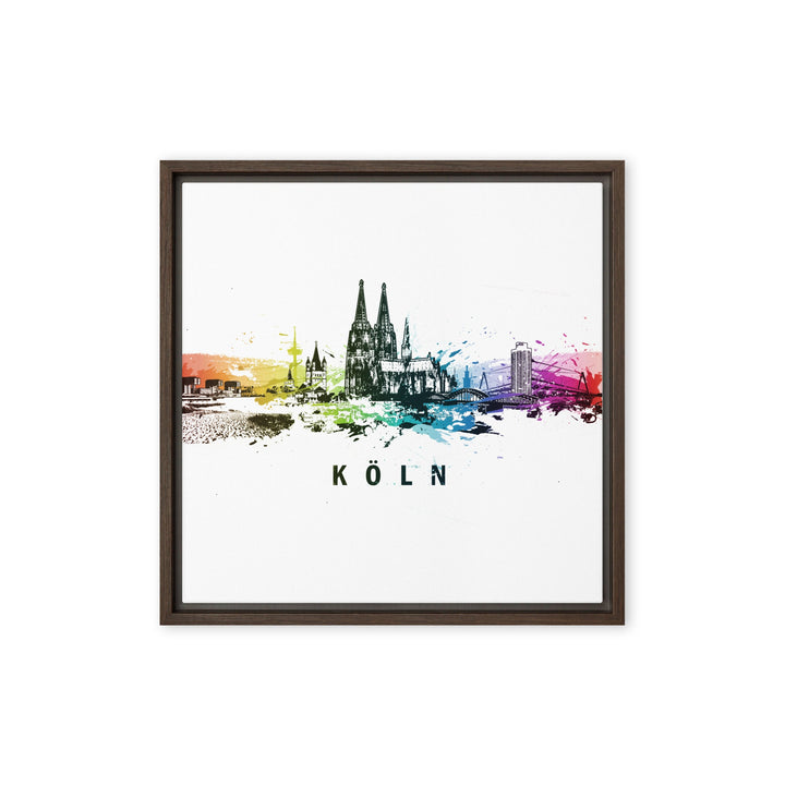 Gerahmte Leinwand - Skyline Köln Marko Kurth Braun / 41x41 cm (16″×16″) artlia