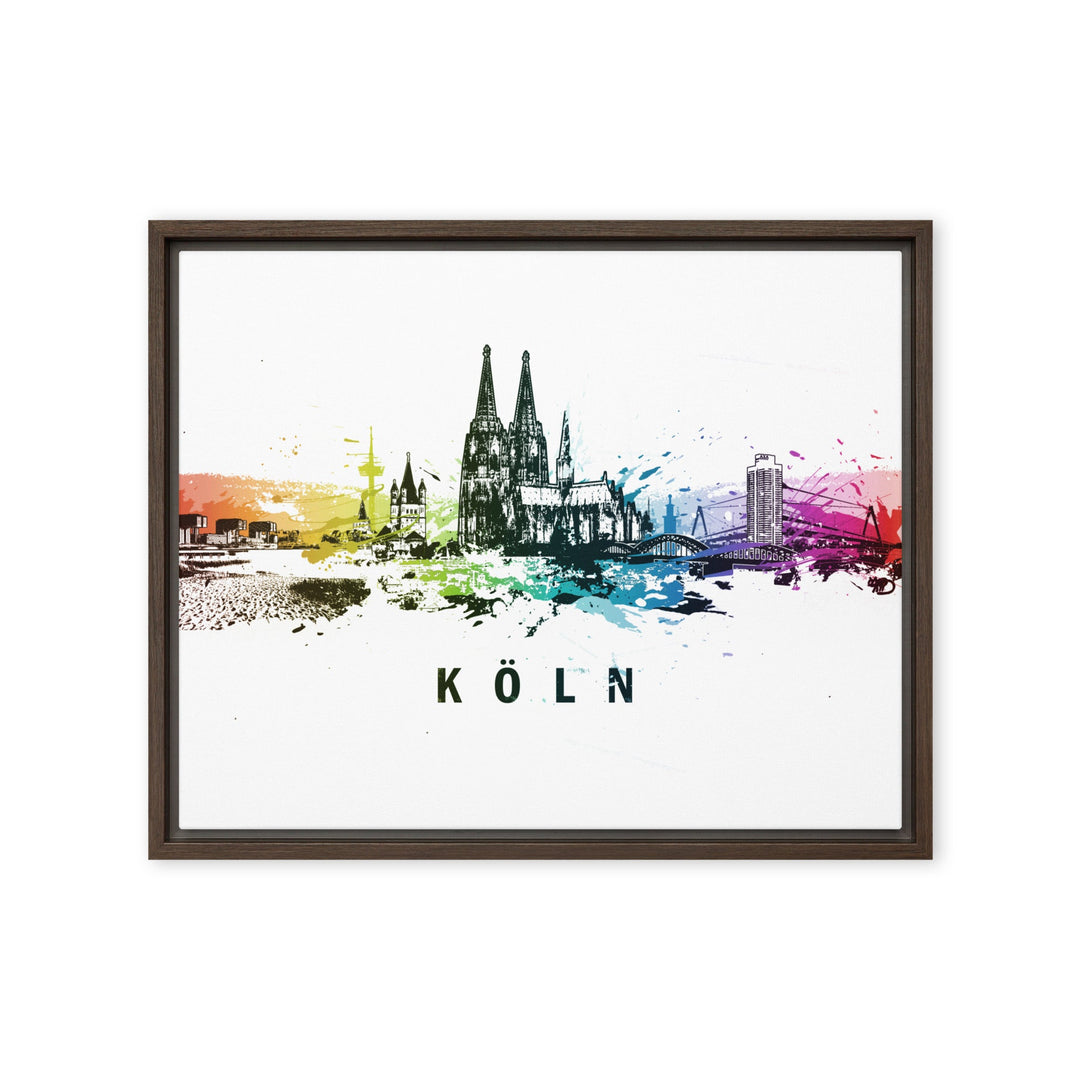 Gerahmte Leinwand - Skyline Köln Marko Kurth Braun / 41x51 cm (16″×20″) artlia