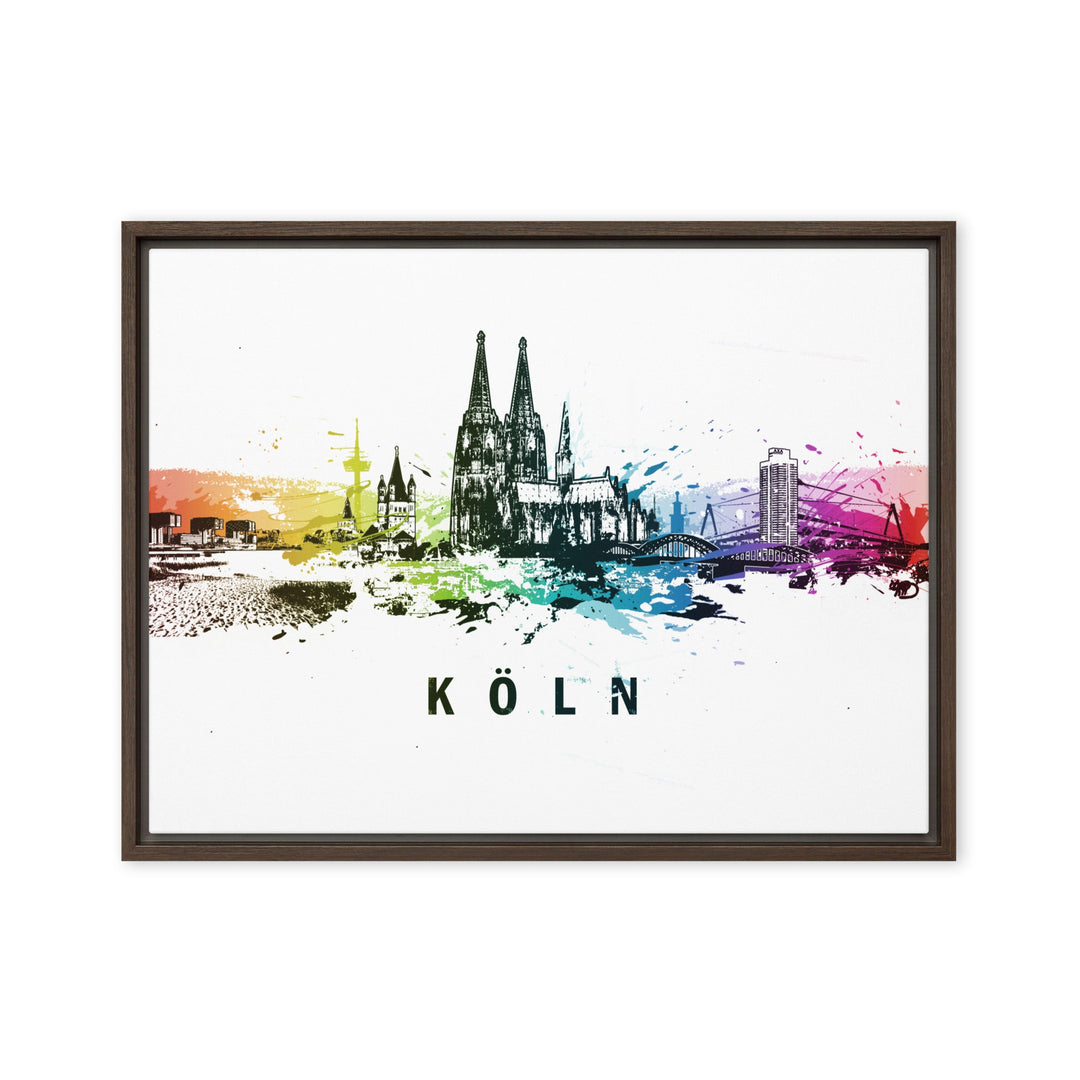 Gerahmte Leinwand - Skyline Köln Marko Kurth Braun / 46x61 cm (18″×24″) artlia