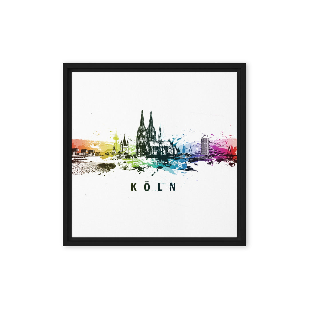 Gerahmte Leinwand - Skyline Köln Marko Kurth Schwarz / 41x41 cm (16″×16″) artlia