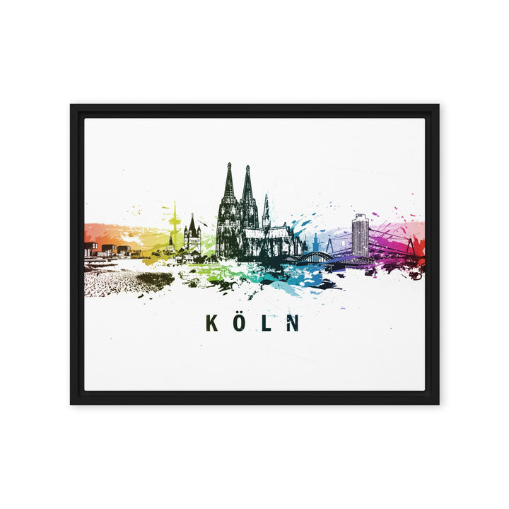 Gerahmte Leinwand - Skyline Köln Marko Kurth Schwarz / 41x51 cm (16″×20″) artlia