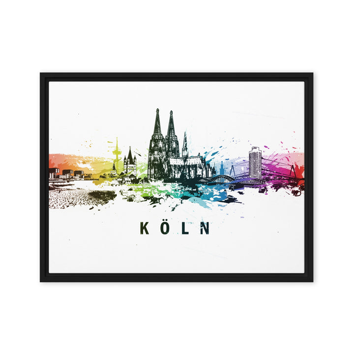 Gerahmte Leinwand - Skyline Köln Marko Kurth Schwarz / 46x61 cm (18″×24″) artlia