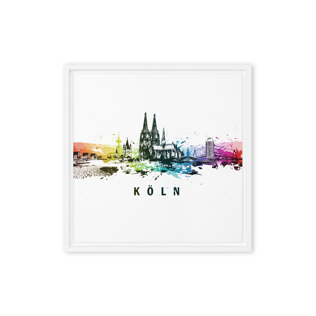 Gerahmte Leinwand - Skyline Köln Marko Kurth Weiß / 41x41 cm (16″×16″) artlia