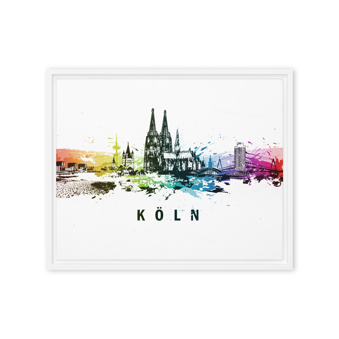 Gerahmte Leinwand - Skyline Köln Marko Kurth Weiß / 41x51 cm (16″×20″) artlia