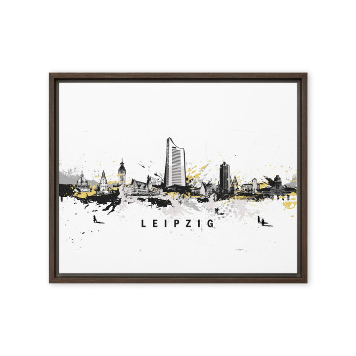 Gerahmte Leinwand - Skyline Leipzig Marko Kurth Braun / 41x51 cm (16″×20″) artlia