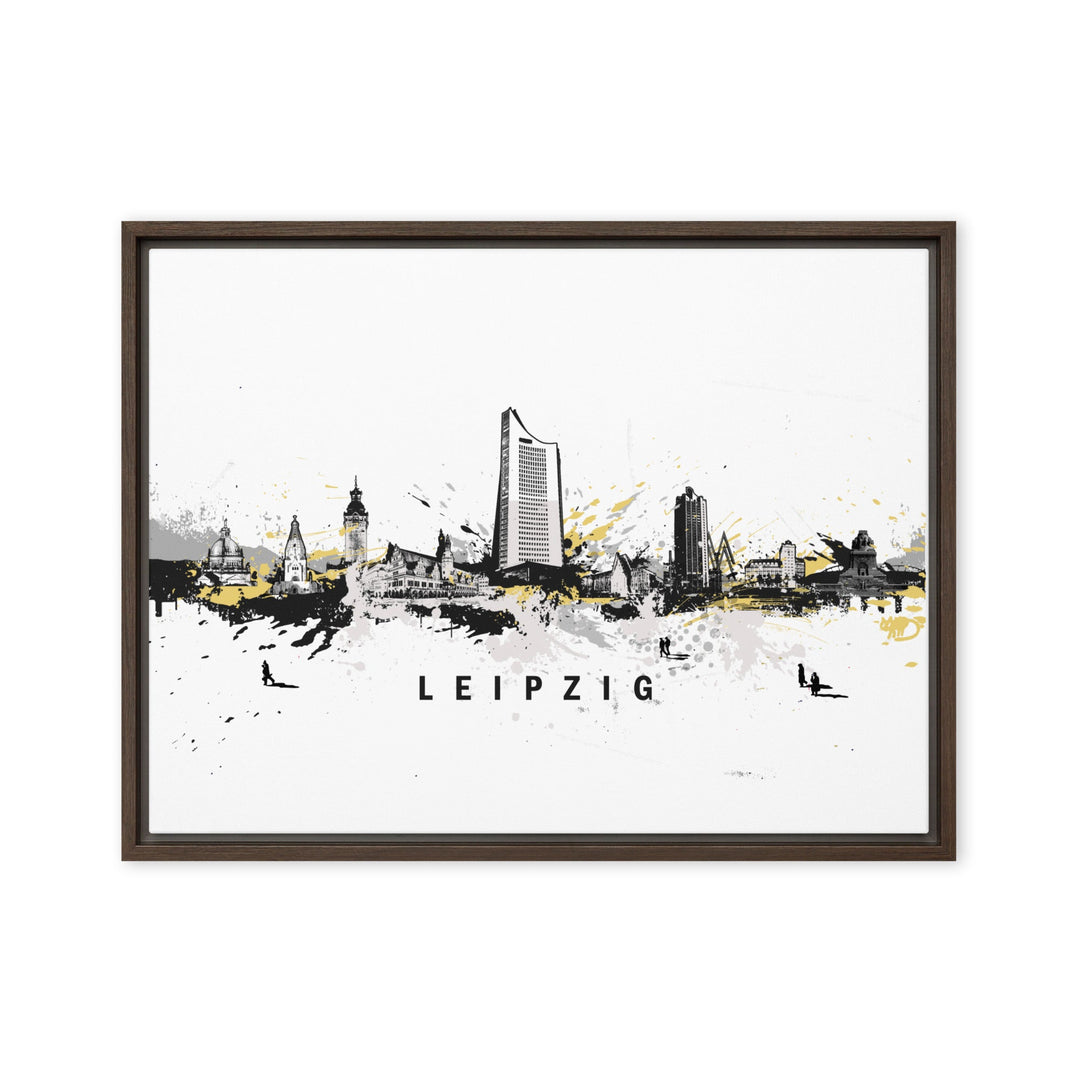 Gerahmte Leinwand - Skyline Leipzig Marko Kurth Braun / 46x61 cm (18″×24″) artlia