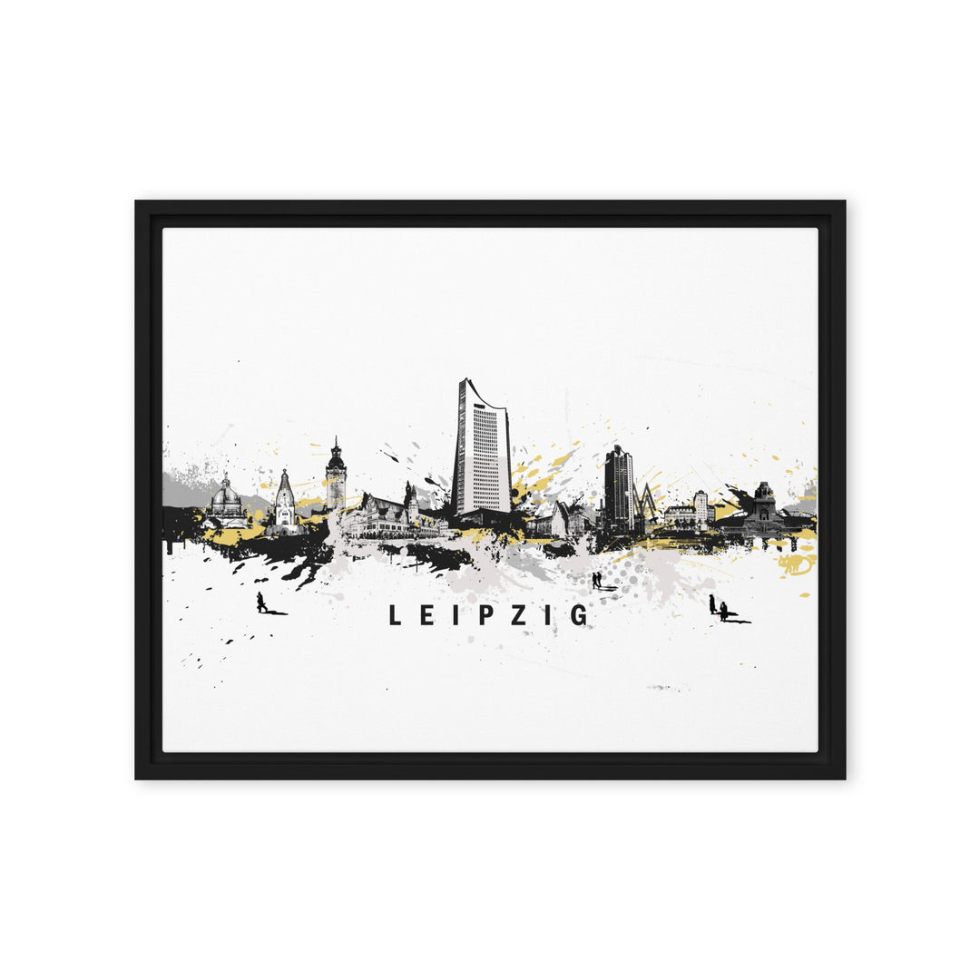 Gerahmte Leinwand - Skyline Leipzig Marko Kurth Schwarz / 41x51 cm (16″×20″) artlia