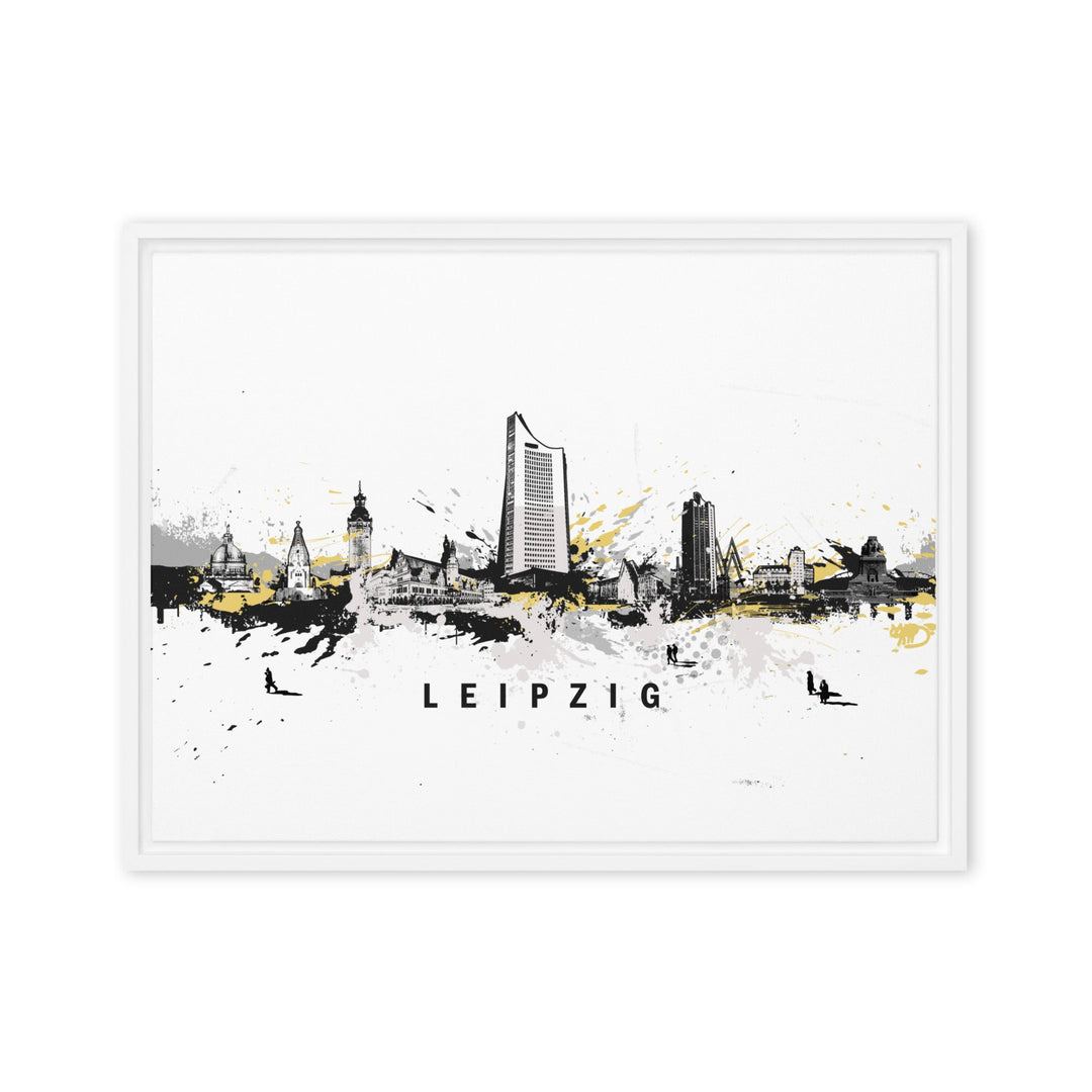 Gerahmte Leinwand - Skyline Leipzig Marko Kurth Weiß / 46x61 cm (18″×24″) artlia
