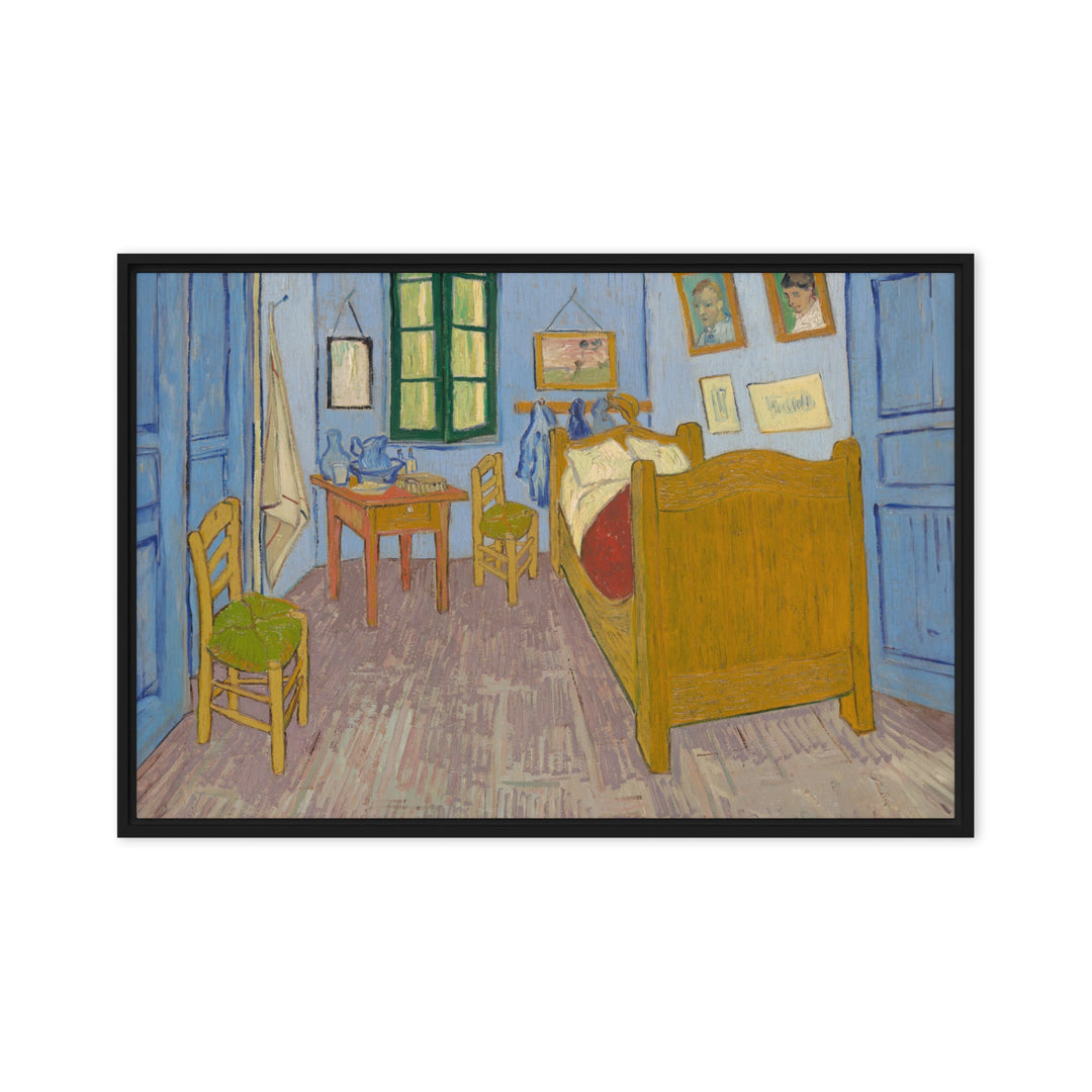 Gerahmte Leinwand - Van Gogh, Das Schlafzimmer in Arles Vincent van Gogh Schwarz / 61x91 cm (24″×36″) artlia