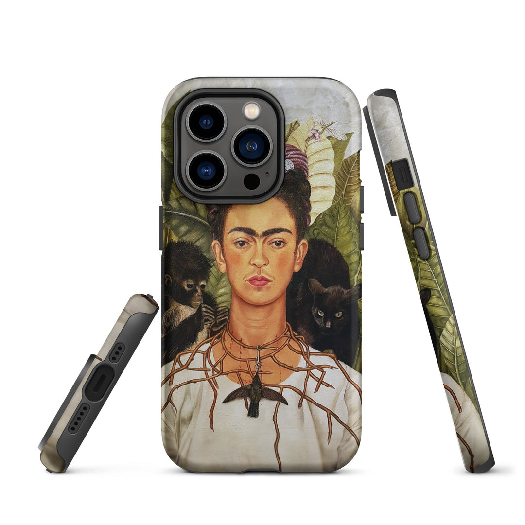 Hardcase iPhone® Handyhülle - Frida Kahlo with Thorn Necklace and Hummingbird Kuratoren von artlia iPhone 14 Pro artlia