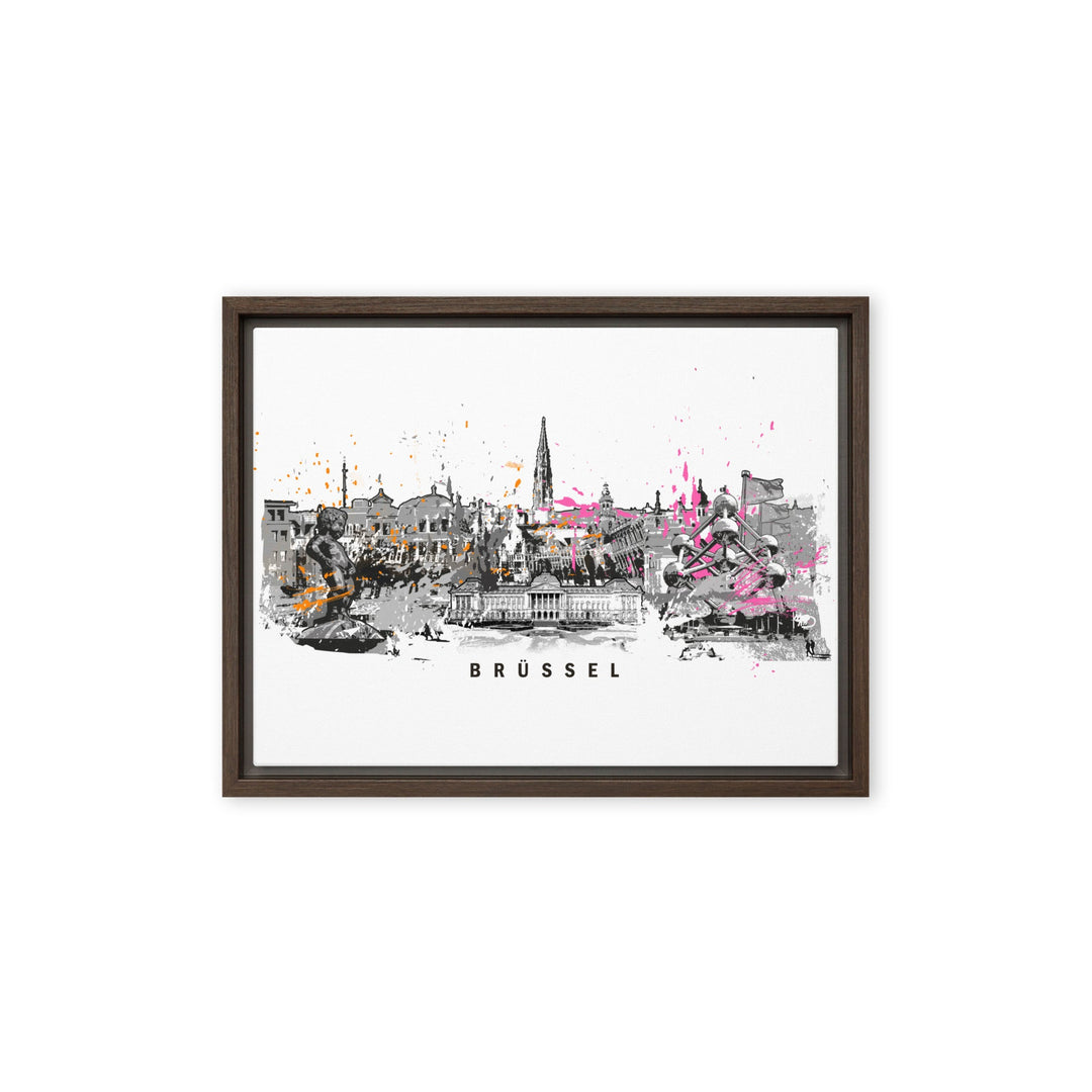 Leinwand - Skyline Brüssel Marko Kurth Braun / 31x41 cm (12″×16″) artlia