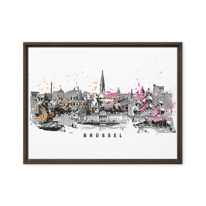 Leinwand - Skyline Brüssel Marko Kurth Braun / 46x61 cm (18″×24″) artlia