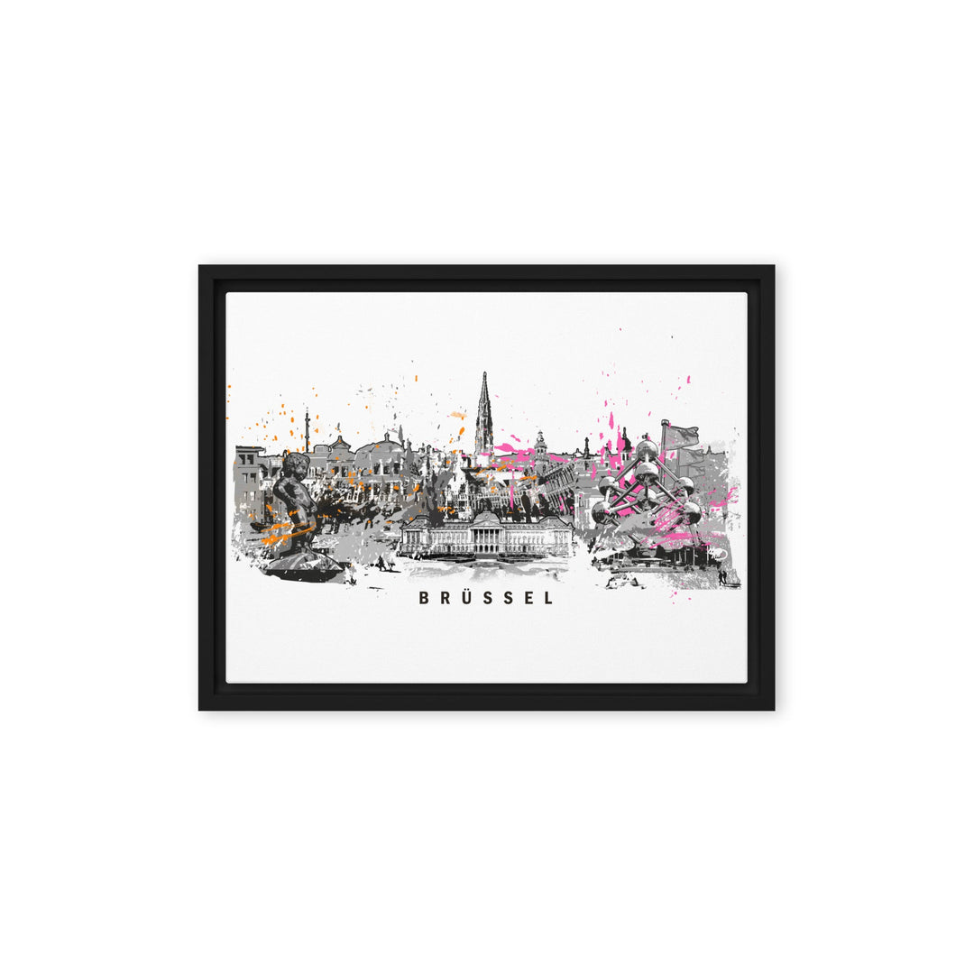 Leinwand - Skyline Brüssel Marko Kurth Schwarz / 31x41 cm (12″×16″) artlia