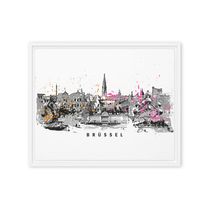 Leinwand - Skyline Brüssel Marko Kurth Weiß / 41x51 cm (16″×20″) artlia