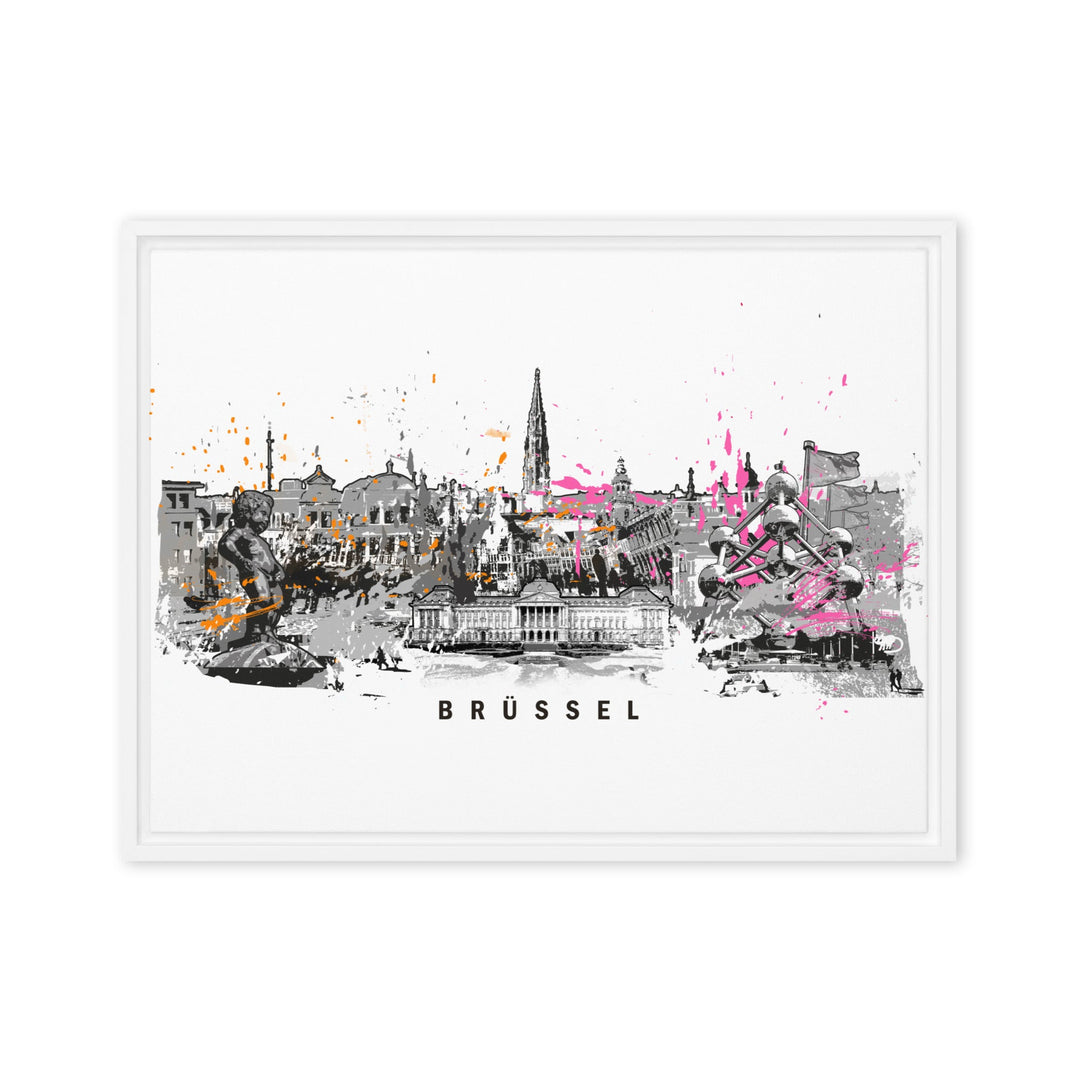 Leinwand - Skyline Brüssel Marko Kurth Weiß / 46x61 cm (18″×24″) artlia