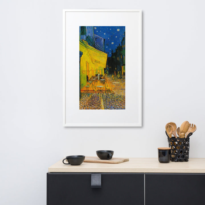 Poster mit Passepartout - Caféterrasse am Abend Vincent van Gogh artlia