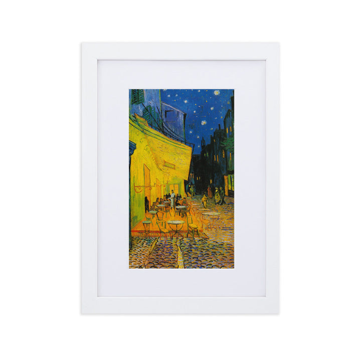 Poster mit Passepartout - Caféterrasse am Abend Vincent van Gogh Weiß / 21×30 cm artlia
