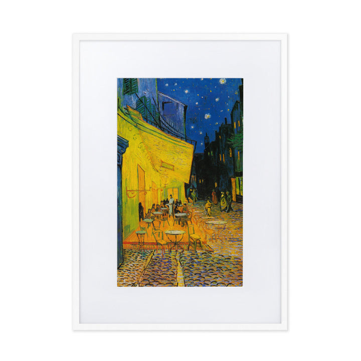 Poster mit Passepartout - Caféterrasse am Abend Vincent van Gogh Weiß / 50×70 cm artlia