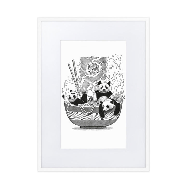 Poster mit Passepartout - Panda Ramen Pavel Illustrations Weiß / 50×70 cm artlia
