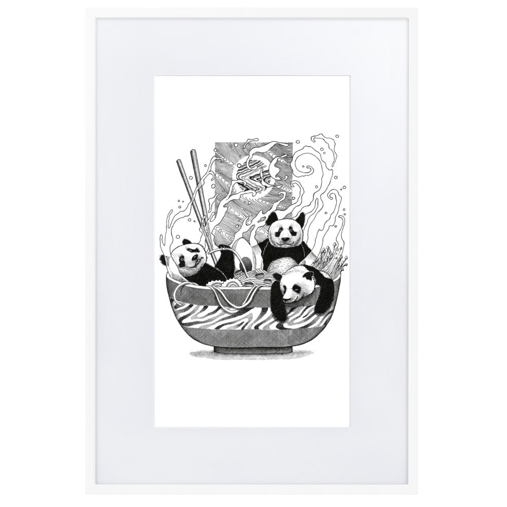 Poster mit Passepartout - Panda Ramen Pavel Illustrations Weiß / 61×91 cm artlia