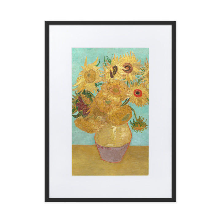 Poster mit Passepartout - Sonnenblumen, 1889 Vincent van Gogh Schwarz / 50×70 cm artlia