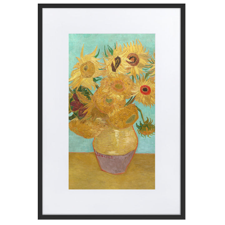Poster mit Passepartout - Sonnenblumen, 1889 Vincent van Gogh Schwarz / 61×91 cm artlia