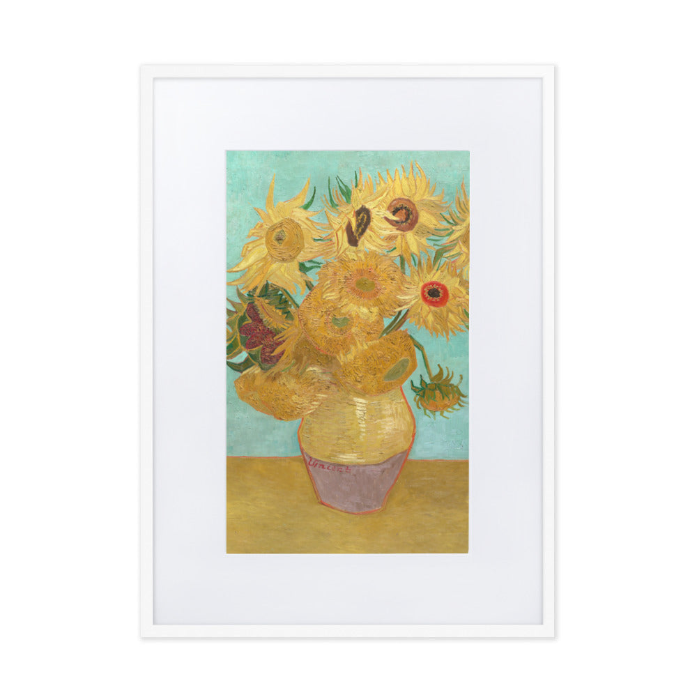 Poster mit Passepartout - Sonnenblumen, 1889 Vincent van Gogh Weiß / 50×70 cm artlia