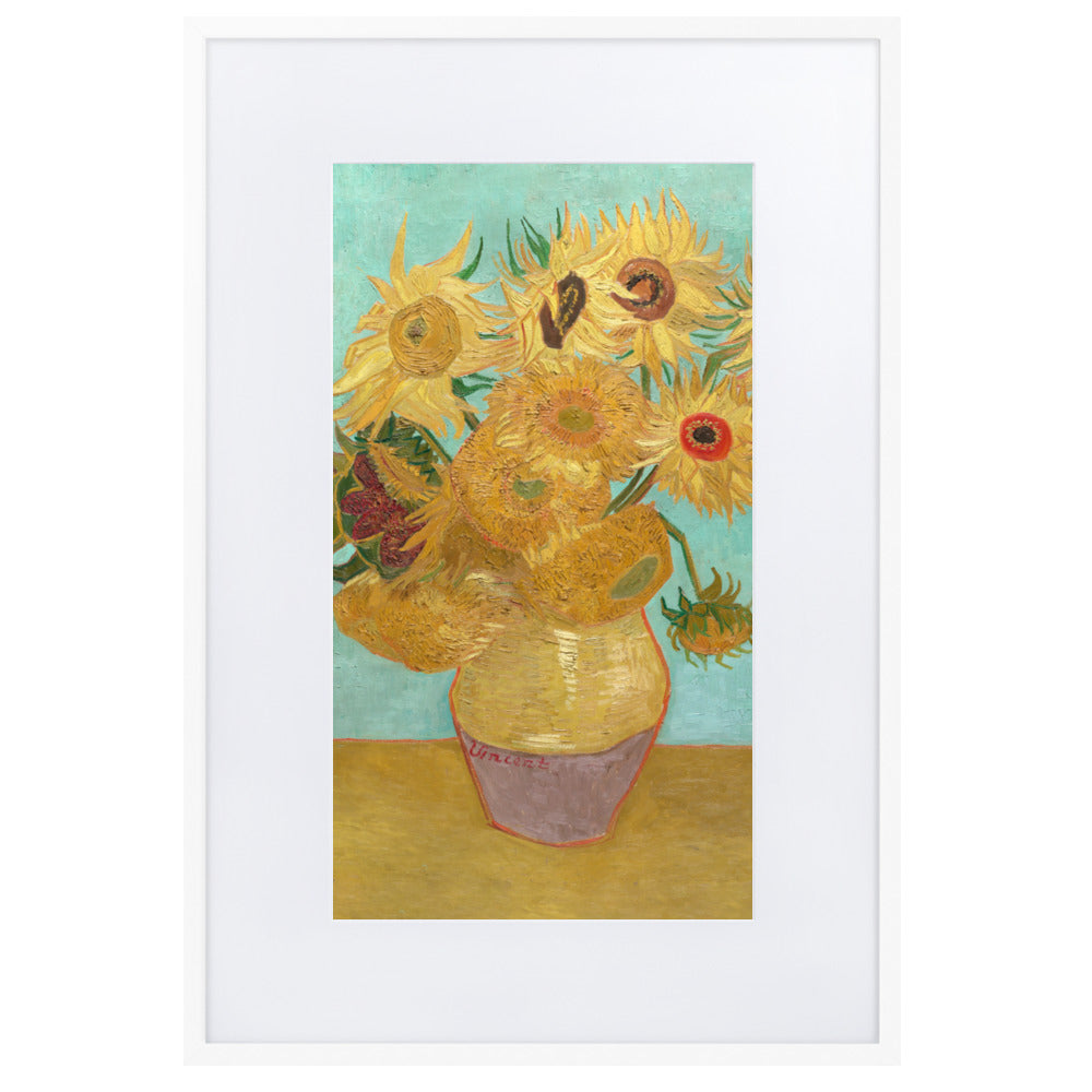 Poster mit Passepartout - Sonnenblumen, 1889 Vincent van Gogh Weiß / 61×91 cm artlia