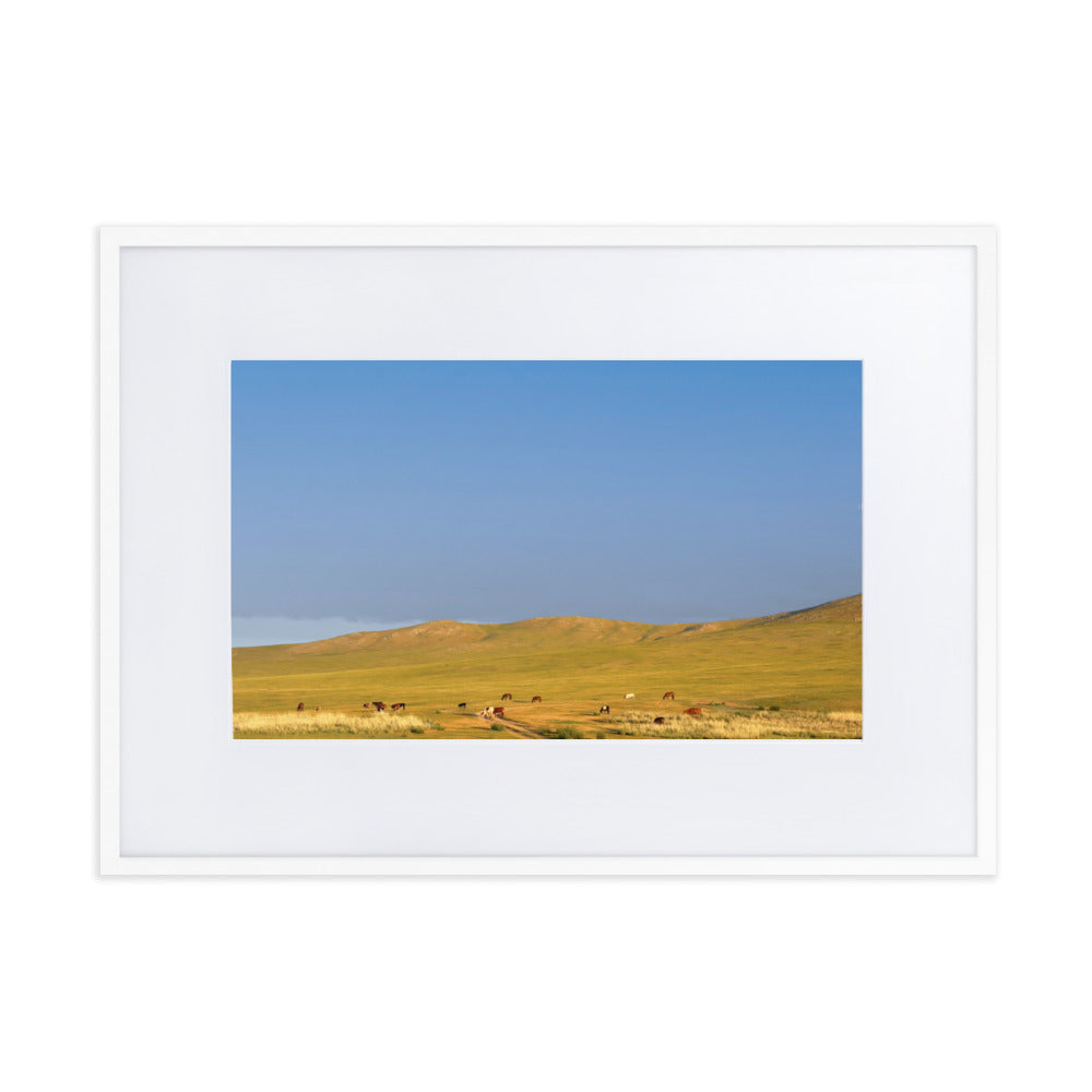 Poster mit Passepartout - Steppe on a calm morning, Mongolia Young Han Song Weiß / 50×70 cm artlia