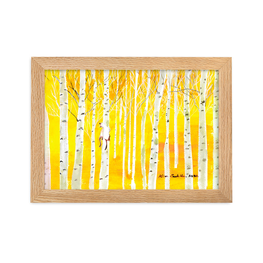 Poster mit Rahmen - Birkenwald Birch Forest Seokhee Kim Oak / 21×30 cm artlia
