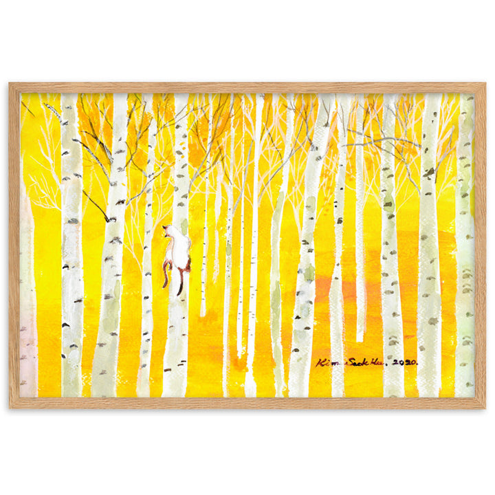Poster mit Rahmen - Birkenwald Birch Forest Seokhee Kim Oak / 61×91 cm artlia
